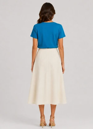 Select - Blusa Feminina Lisa Gola Redonda Azul - SELECT