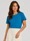 Select - Blusa Feminina Lisa Gola Redonda Azul - variação: Azul