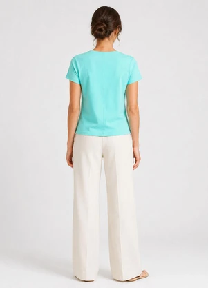Select - Blusa Feminina Lisa Gola Redonda Azul - SELECT