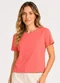 Select - Blusa Feminina Lisa Gola Redonda Azul - variação: Laranja