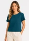 Select - Blusa Feminina Lisa Gola Redonda Azul - variação: Verde