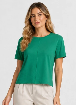 Select - Blusa Feminina Lisa Gola Redonda Verde - SELECT