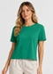 Select - Blusa Feminina Lisa Gola Redonda Azul - variação: Verde