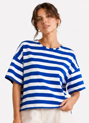 Infinita Cor - Blusa Feminina Listrada Azul - INFINITA COR
