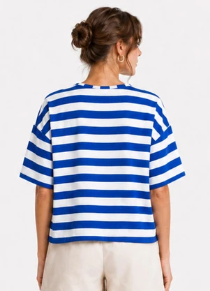 Infinita Cor - Blusa Feminina Listrada Azul - INFINITA COR