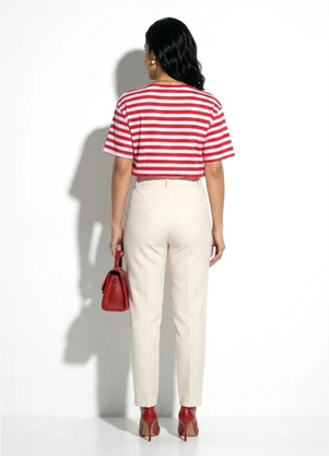 Marialícia - Blusa Feminina Listrada Detalhe Costas Vermelho - MARIALÍCIA
