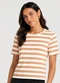 Infinita Cor - Blusa Feminina Listrada em Ribana Marrom - variação: Marrom