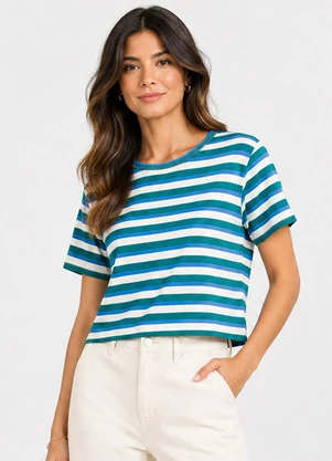 Rovitex - Blusa Feminina Listrada Tecido Praise Verde - ROVITEX