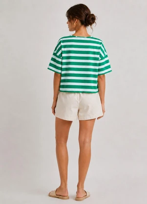 Infinita Cor - Blusa Feminina Listrada Verde - INFINITA COR