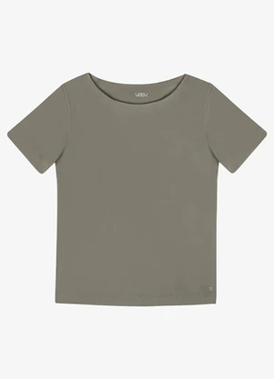 Veev - Blusa Feminina Malha Bamboo Decote a Barco Verde - VEEV
