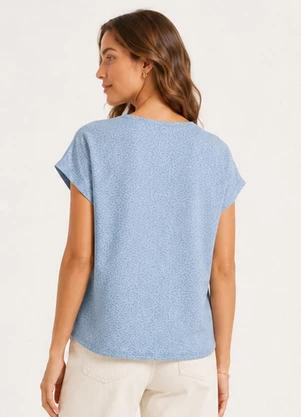 Infinita Cor - Blusa Feminina Malha Jacquard Vulca Azul - INFINITA COR