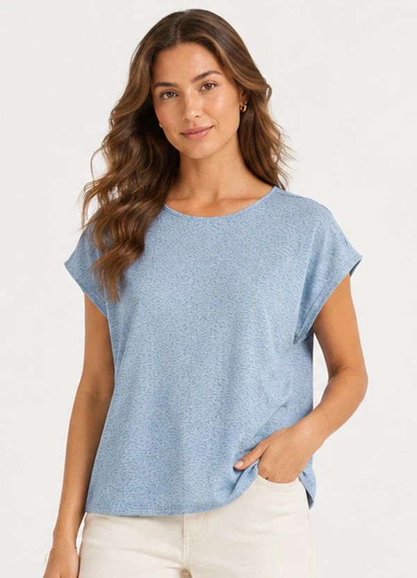Infinita Cor - Blusa Feminina Malha Jacquard Vulca Azul
