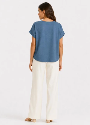 Infinita Cor - Blusa Feminina Malha Jacquard Vulca Azul - INFINITA COR