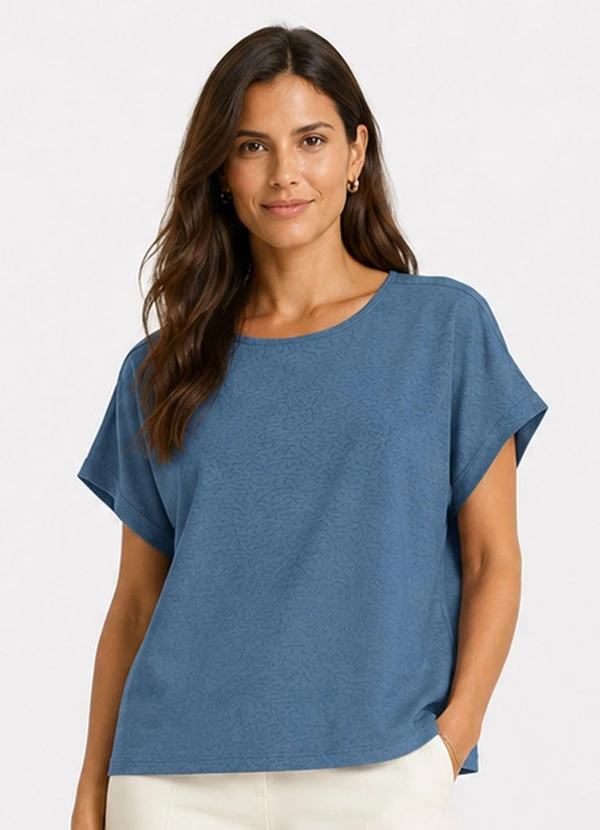 Infinita Cor - Blusa Feminina Malha Jacquard Vulca Azul