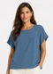 Infinita Cor - Blusa Feminina Malha Jacquard Vulca Azul - variação: Azul