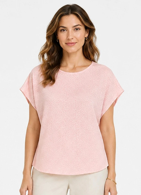 Infinita Cor - Blusa Feminina Malha Jacquard Vulca Rosa