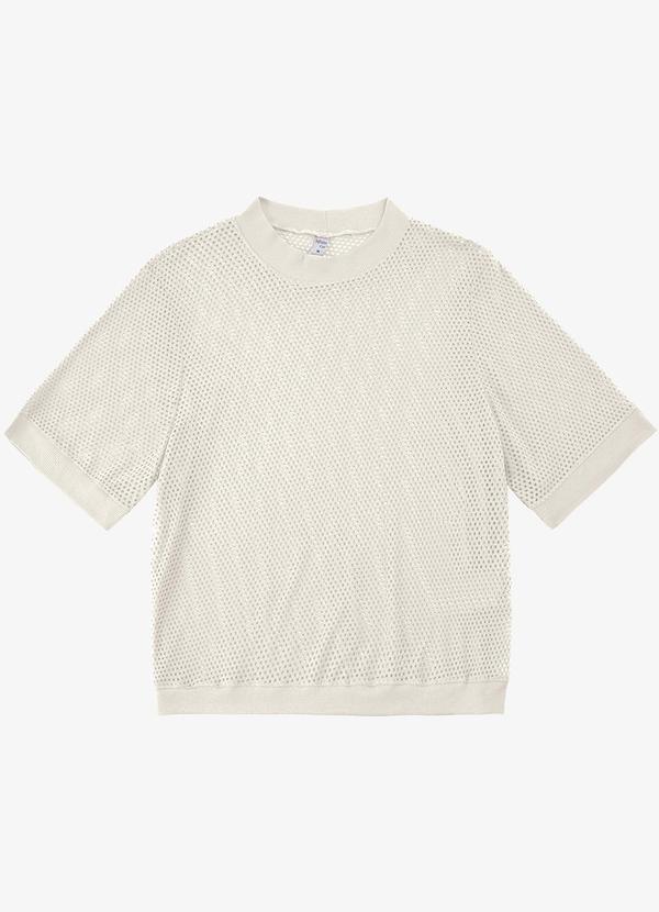 Infinita Cor - Blusa Feminina Malha Screen Infinita Cor Bege