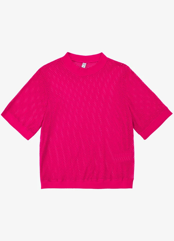Infinita Cor - Blusa Feminina Malha Screen Infinita Cor Rosa