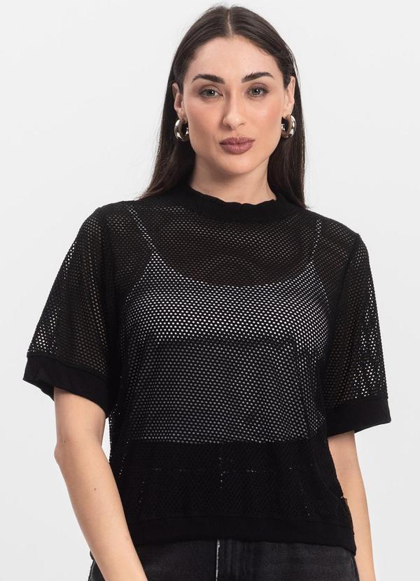Infinita Cor - Blusa Feminina Malha Screen Preto