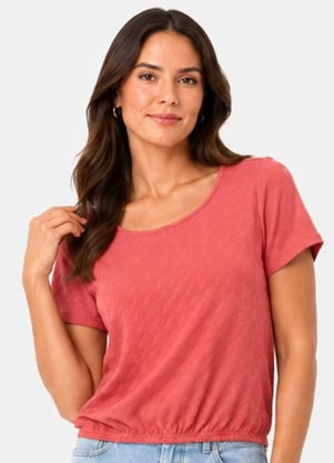 Infinita Cor - Blusa Feminina Malha Tunis Manga Godê Laranja - INFINITA COR
