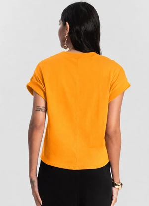Infinita Cor - Blusa Feminina Malha Visco com Ribana Amarelo - INFINITA COR