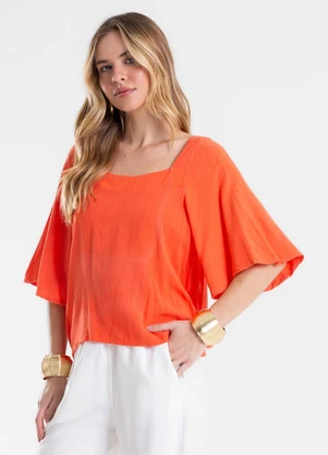 Endless - Blusa Feminina Manga Ampla em Tecido Linho Rosa - ENDLESS