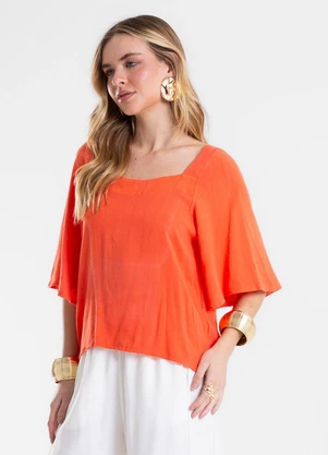 Endless - Blusa Feminina Manga Ampla em Tecido Linho Rosa - ENDLESS