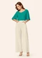 Endless - Blusa Feminina Manga Ampla em Tecido Linho Bege - variação: Verde