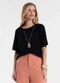 Endless - Blusa Feminina Manga Ampla Lisa em Laranja - variação: Preto