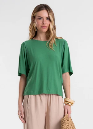 Endless - Blusa Feminina Manga Ampla Lisa em Viscose Verde - ENDLESS