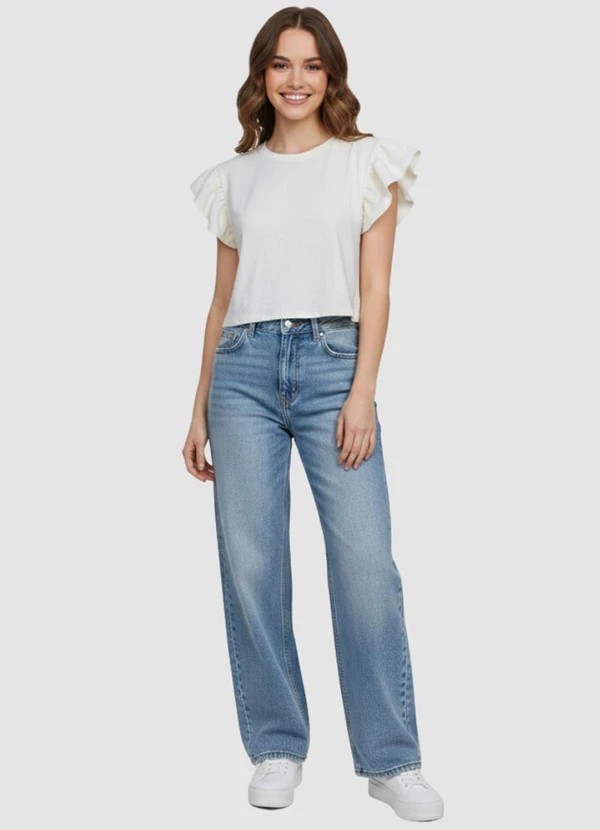 Yends Fashion - Blusa Feminina Manga Babado Branco 3