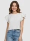 Yends Fashion - Blusa Feminina Manga Babado Branco - variação: Branco