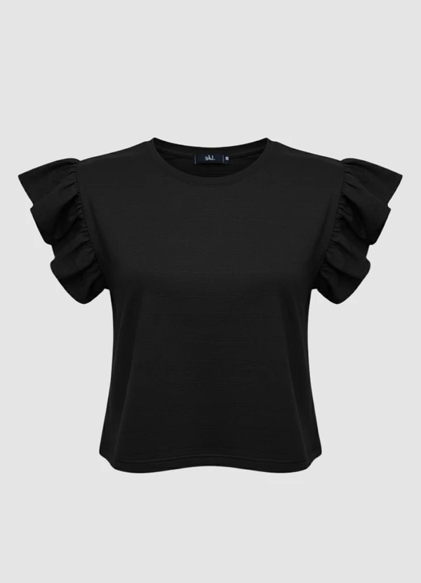 Yends Fashion - Blusa Feminina Manga Babado Preto 4