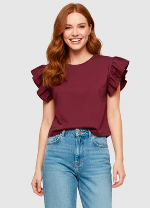 Yends Fashion - Blusa Feminina Manga Babado Vermelho - YENDS FASHION