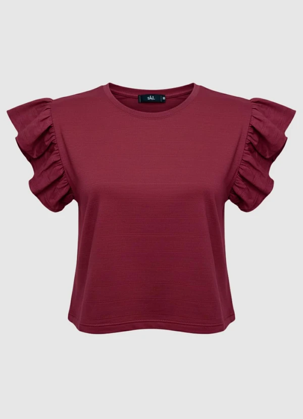 Yends Fashion - Blusa Feminina Manga Babado Vermelho 4
