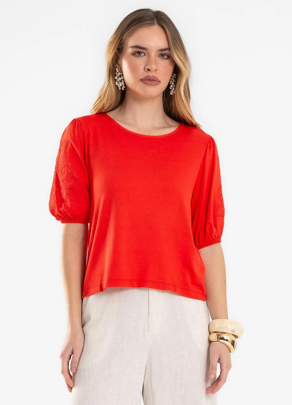 Endless - Blusa Feminina Manga Bufante Vermelho