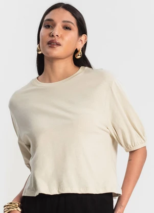 Rovitex - Blusa Feminina Manga Camponesa Bege - ROVITEX