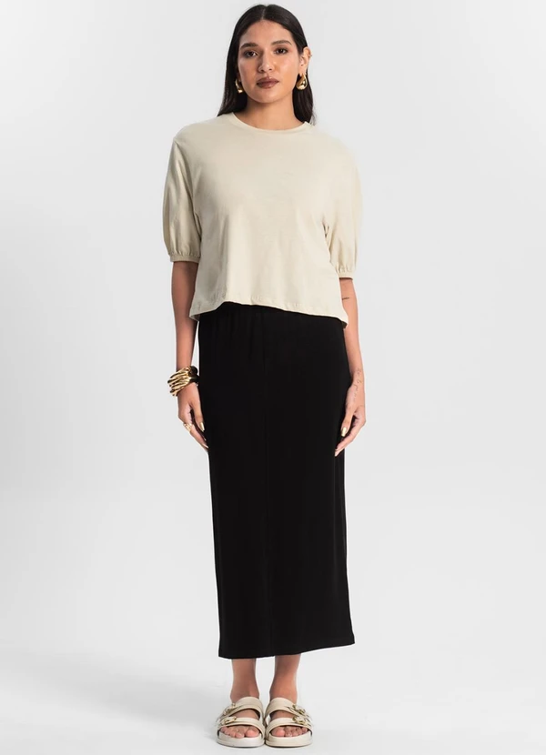 Rovitex - Blusa Feminina Manga Camponesa Bege 3