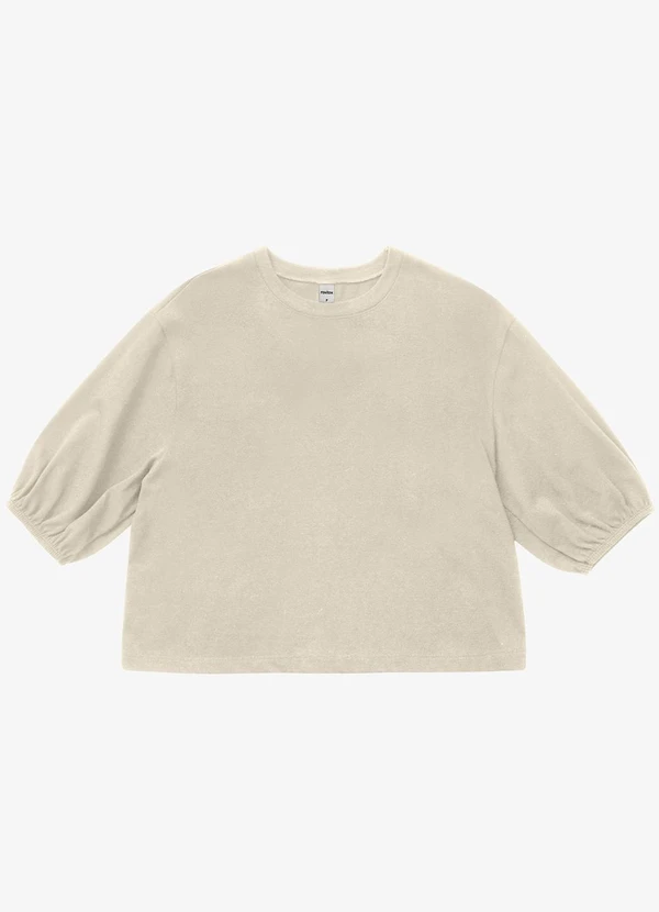 Rovitex - Blusa Feminina Manga Camponesa Bege 4