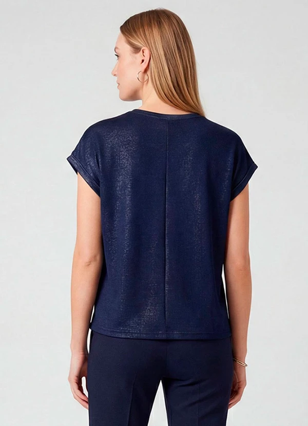 Infinita Cor - Blusa Feminina Manga Cavada Azul 2