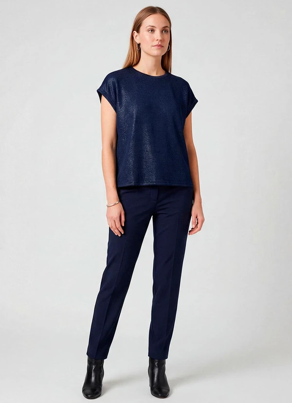 Infinita Cor - Blusa Feminina Manga Cavada Azul 3