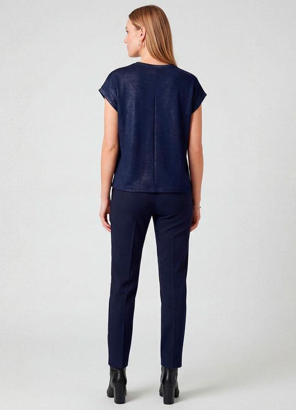 Infinita Cor - Blusa Feminina Manga Cavada Azul 4