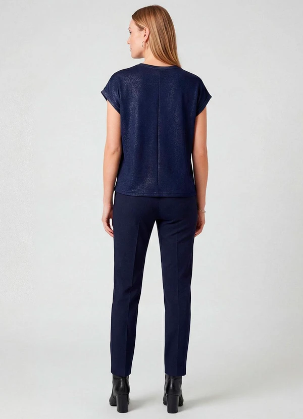 Infinita Cor - Blusa Feminina Manga Cavada Azul 4