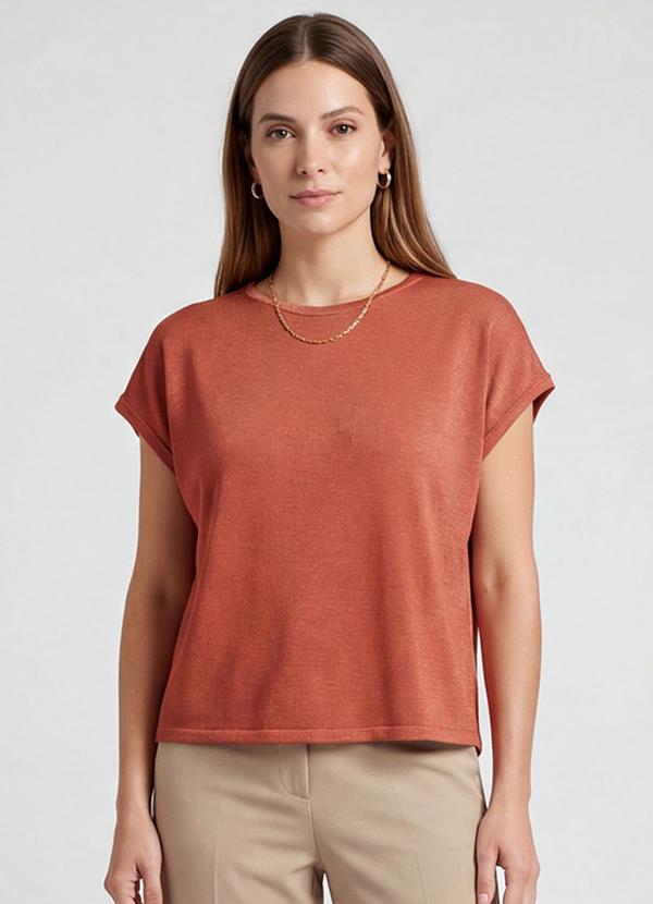 Infinita Cor - Blusa Feminina Manga Cavada Laranja 1
