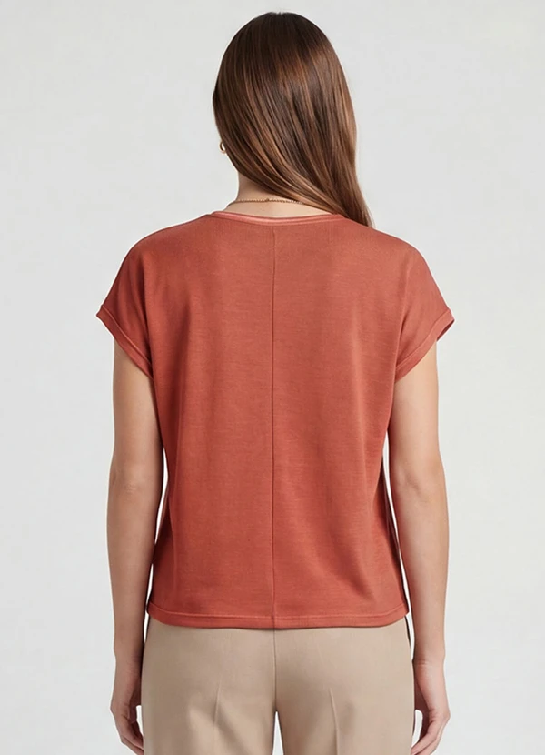 Infinita Cor - Blusa Feminina Manga Cavada Laranja 2