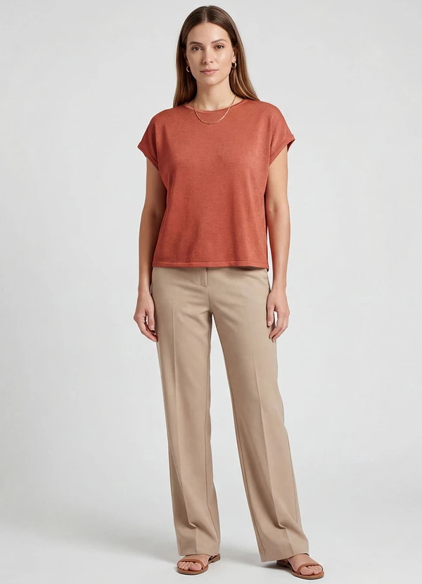 Infinita Cor - Blusa Feminina Manga Cavada Laranja 3