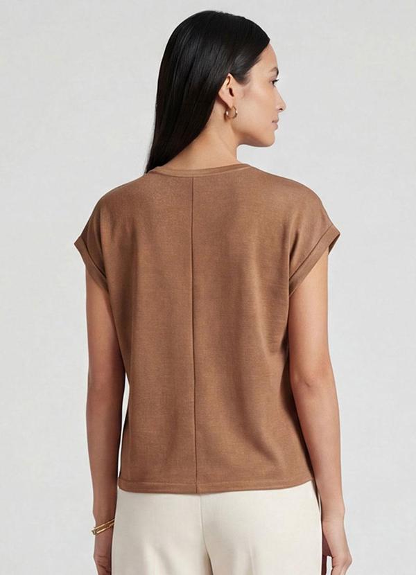 Infinita Cor - Blusa Feminina Manga Cavada Marrom 2