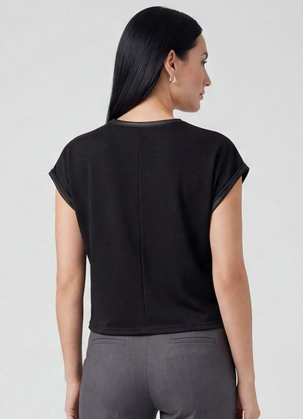 Infinita Cor - Blusa Feminina Manga Cavada Preto 2