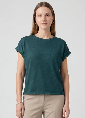 Infinita Cor - Blusa Feminina Manga Cavada Verde - INFINITA COR