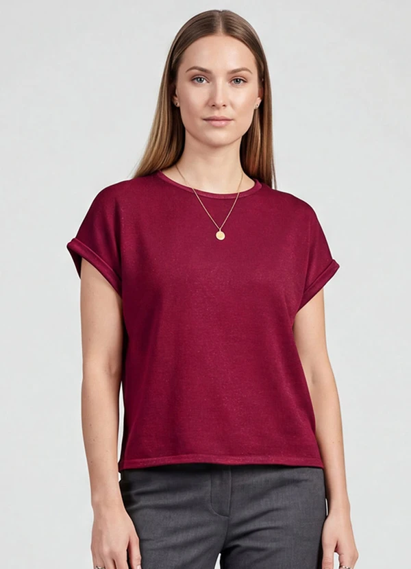 Infinita Cor - Blusa Feminina Manga Cavada Vermelho